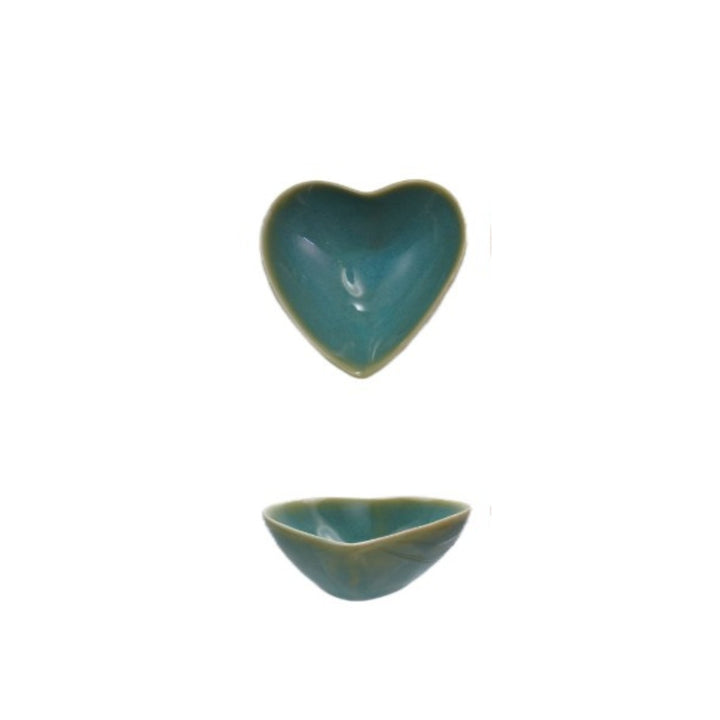 Multicolored Stoneware Heart Shaped Bowls
