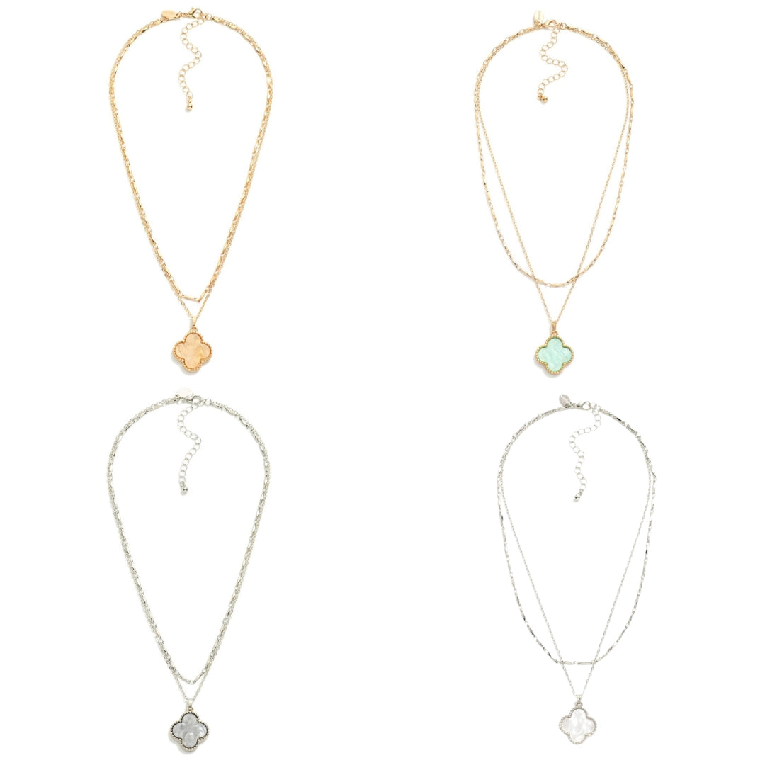 Layered Chain Link Necklace Featuring Clover Station