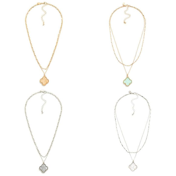 Layered Chain Link Necklace Featuring Clover Station