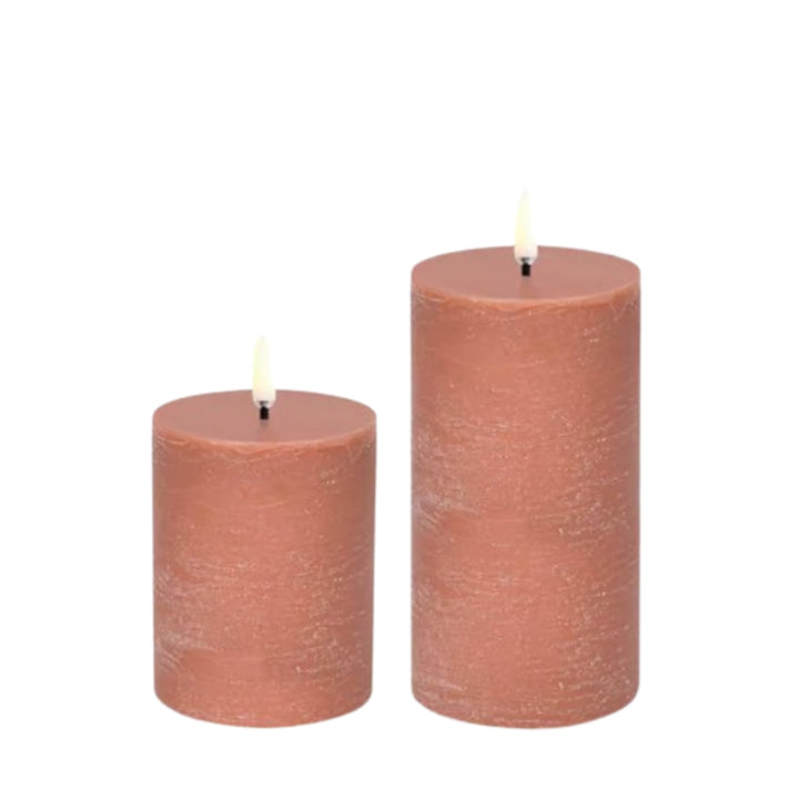 Terracotta Rustic LED Pillar Candles