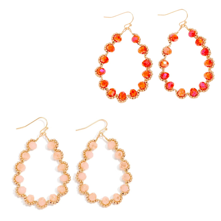 Faceted Beaded Teardrop Drop Earrings