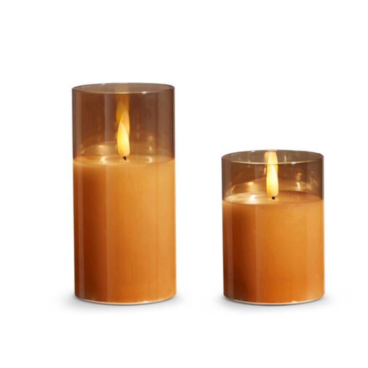 Gold Glass Ivory Pillar Candles