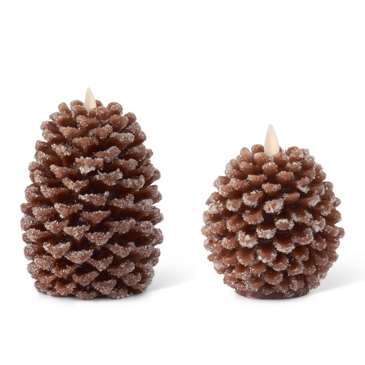 Brown Snowy Pinecone LED Candles