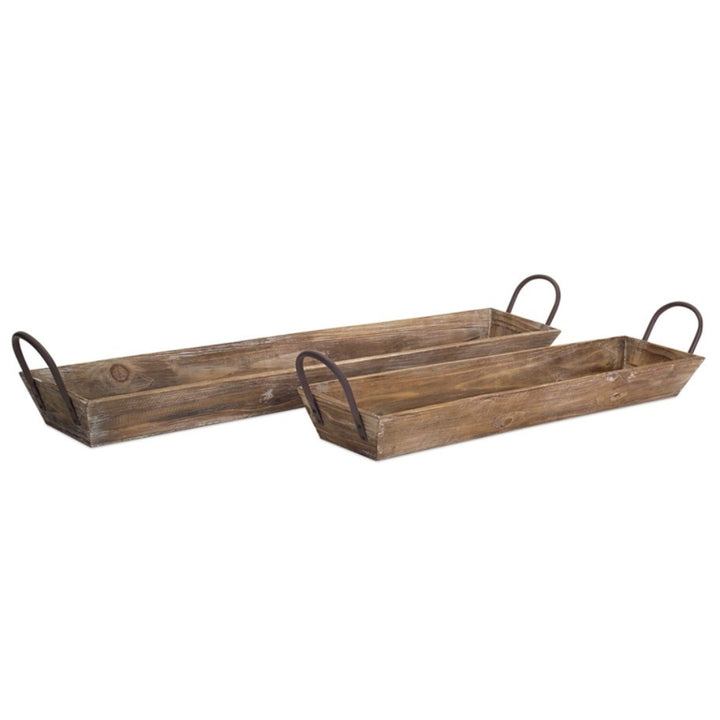 Wooden Trays with Metal Handles