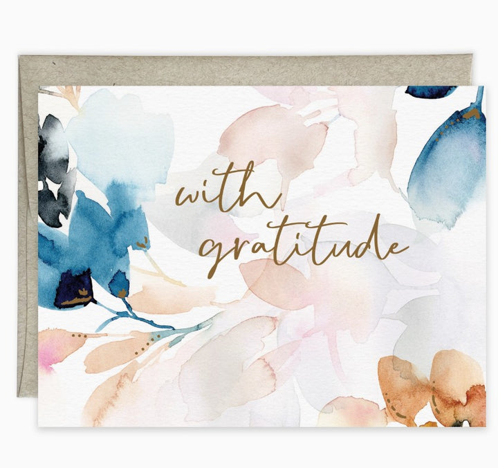 With Gratitude Soft Leaves Greeting Card