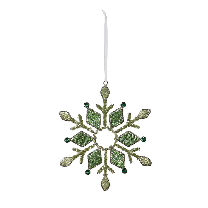 Whimsical Glass Beaded Kaleidoscope Snowflake Ornaments