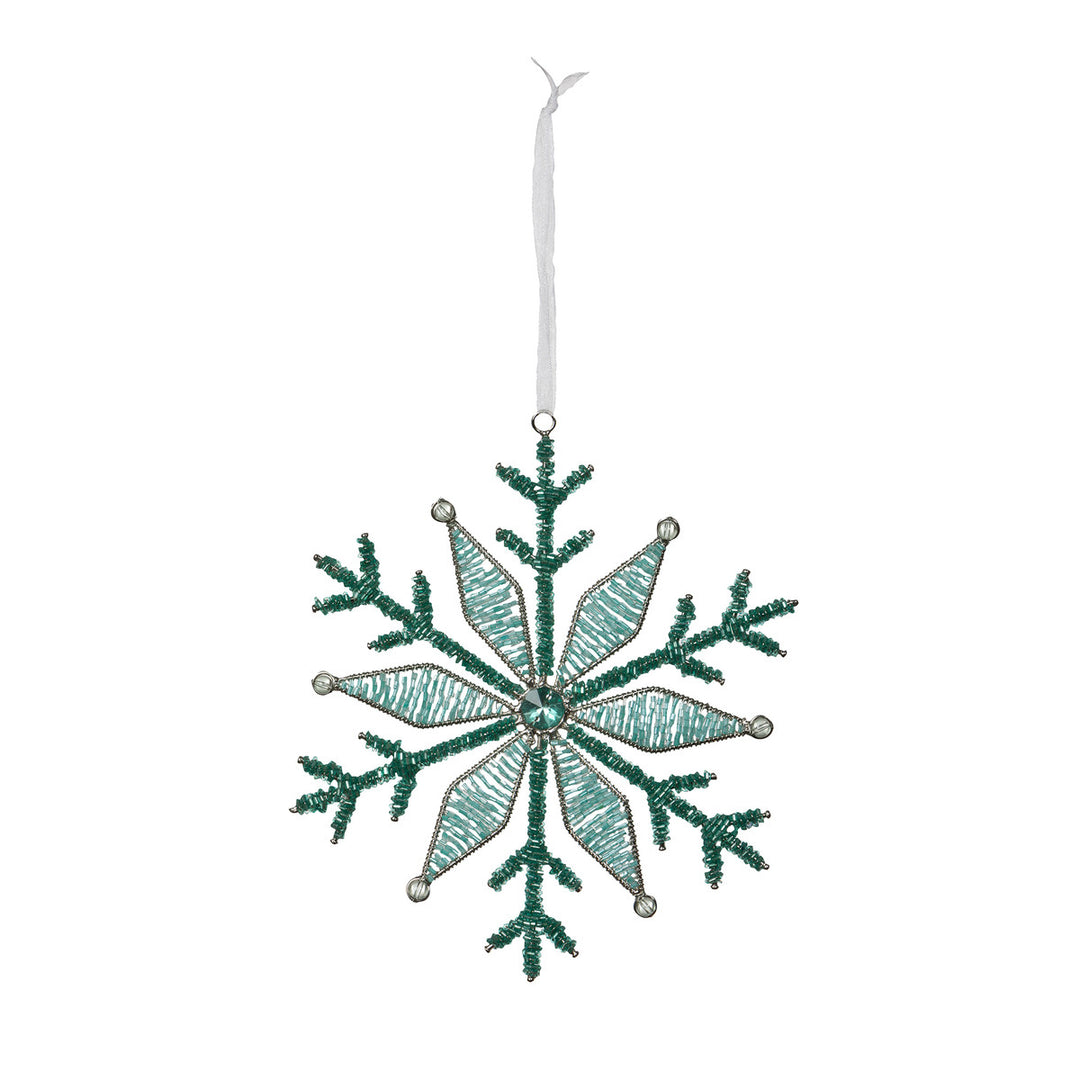 Whimsical Glass Beaded Kaleidoscope Snowflake Ornaments