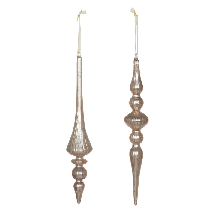 Elongated Mercury Glass Finial Ornaments