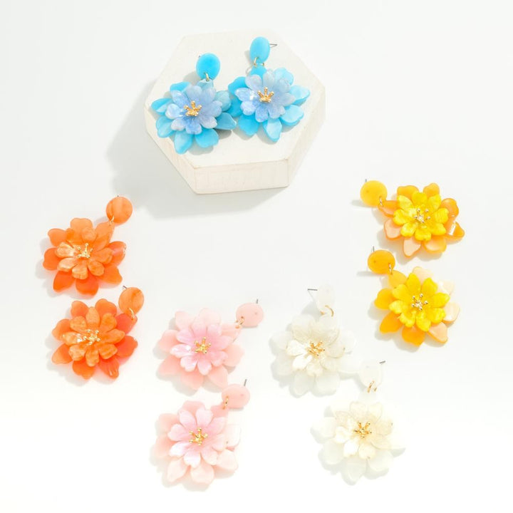 Acetate Flower Drop Earrings