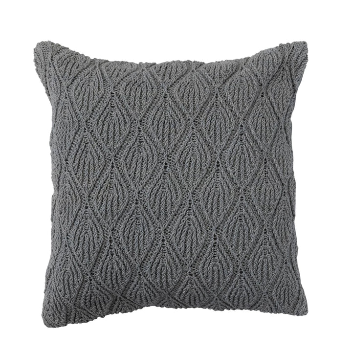 Grey Diamond Patterned Woven Pillow