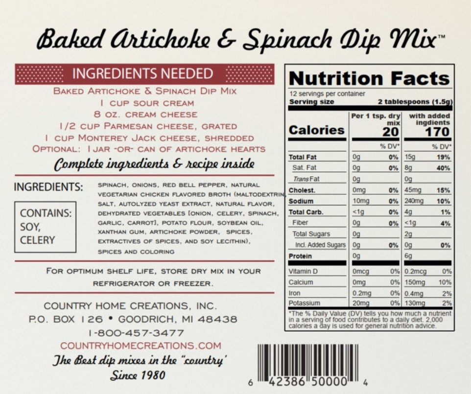 Artisan Kitchen Baked Artichoke & Spinach Dip Mix