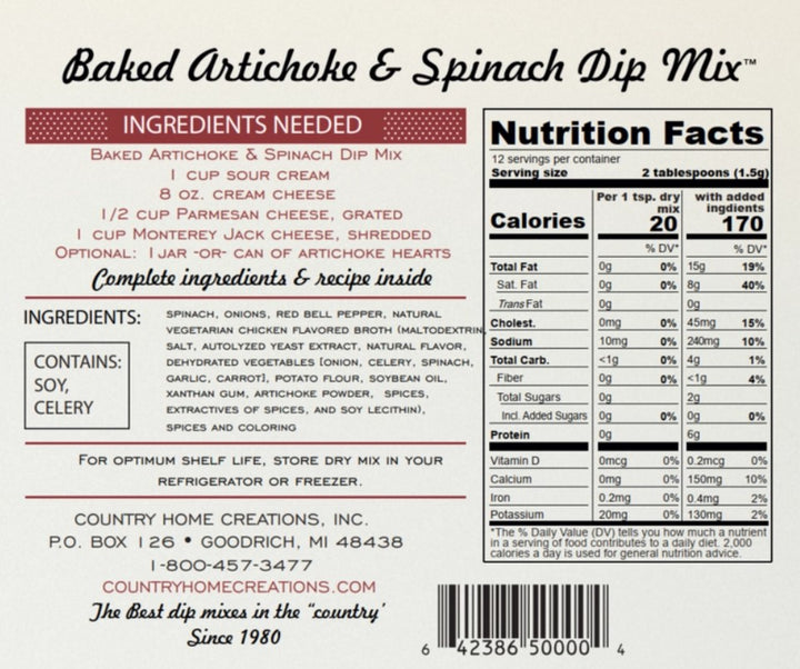 Artisan Kitchen Baked Artichoke & Spinach Dip Mix
