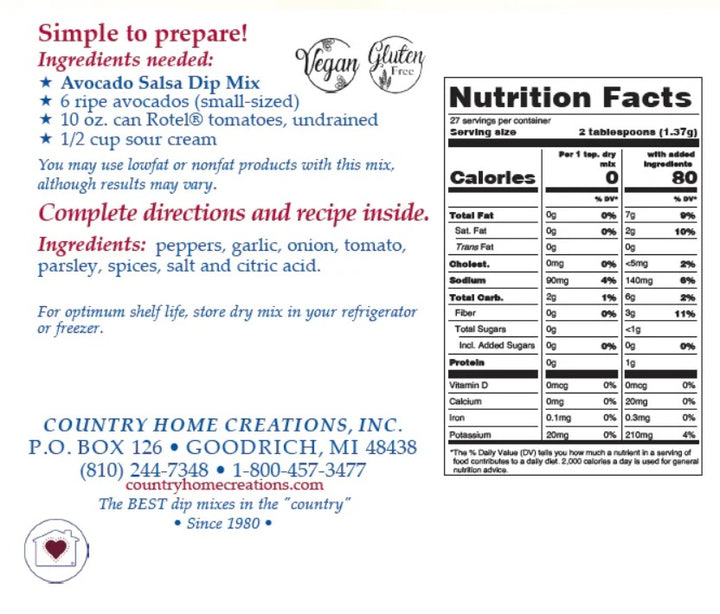 Avocado Salsa Dip Mix