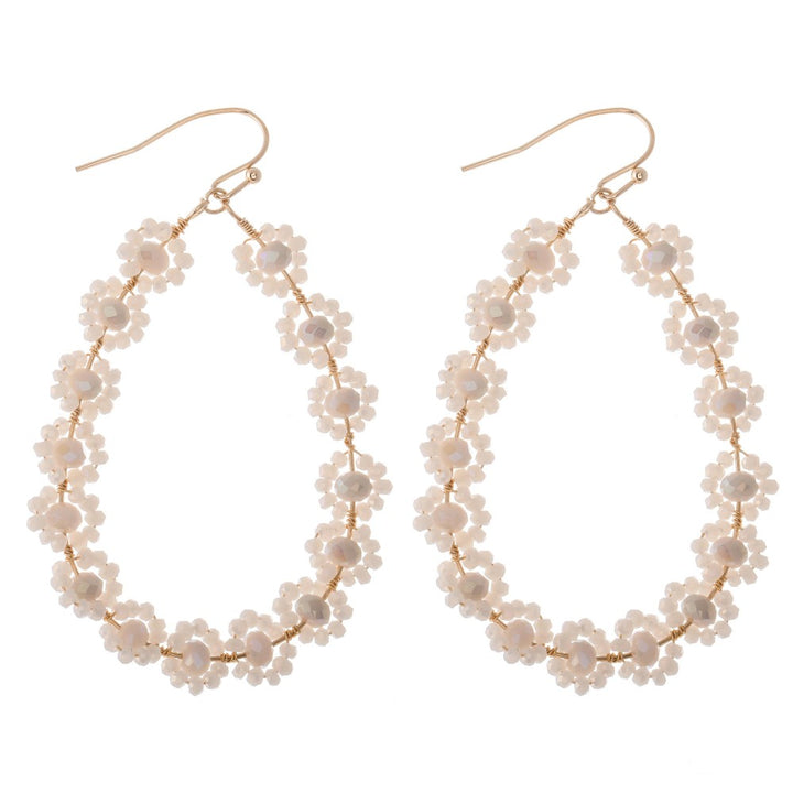 Beaded Flower Teardrop Earrings