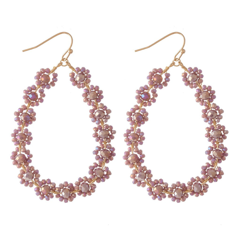 Beaded Flower Teardrop Earrings