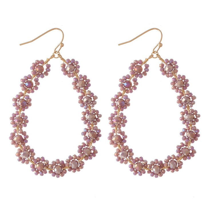 Beaded Flower Teardrop Earrings