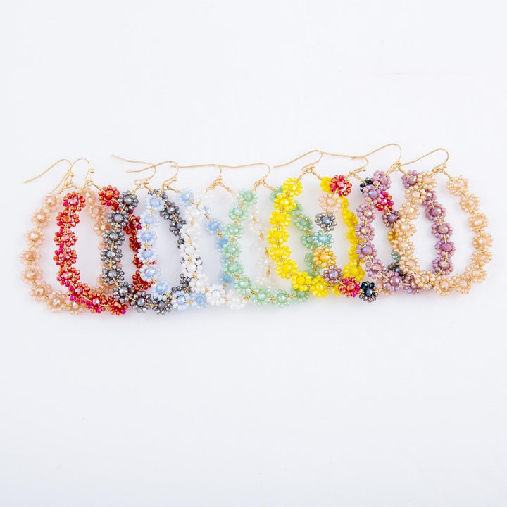 Beaded Flower Teardrop Earrings