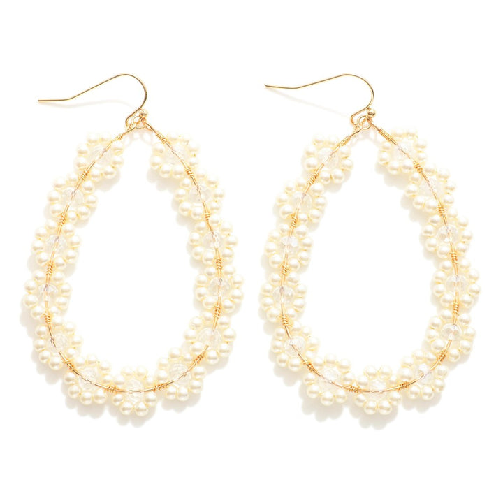 Beaded Flower Teardrop Earrings