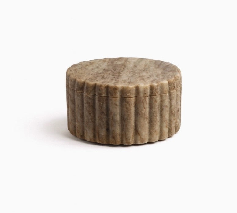 Grooved Beige Marble Canister