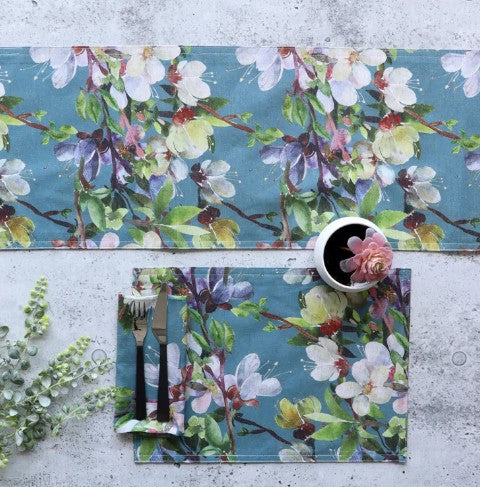 Blue Magnolia Printed Napkin Set