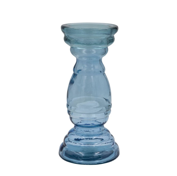 Blue Recycled Glass Candle Holders