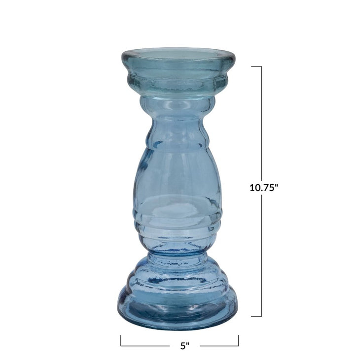 Blue Recycled Glass Candle Holders