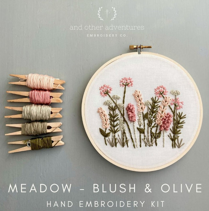 Meadow Hand Embroidery Kit-Blush & Olive