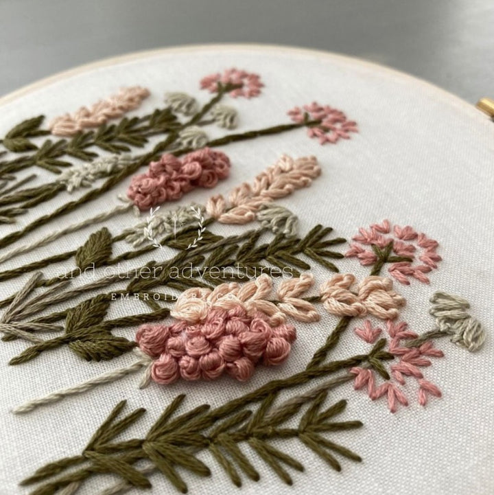 Meadow Hand Embroidery Kit-Blush & Olive