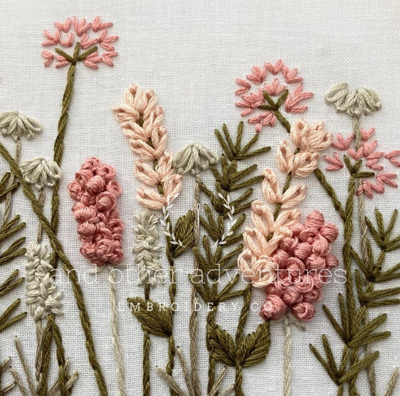 Meadow Hand Embroidery Kit-Blush & Olive