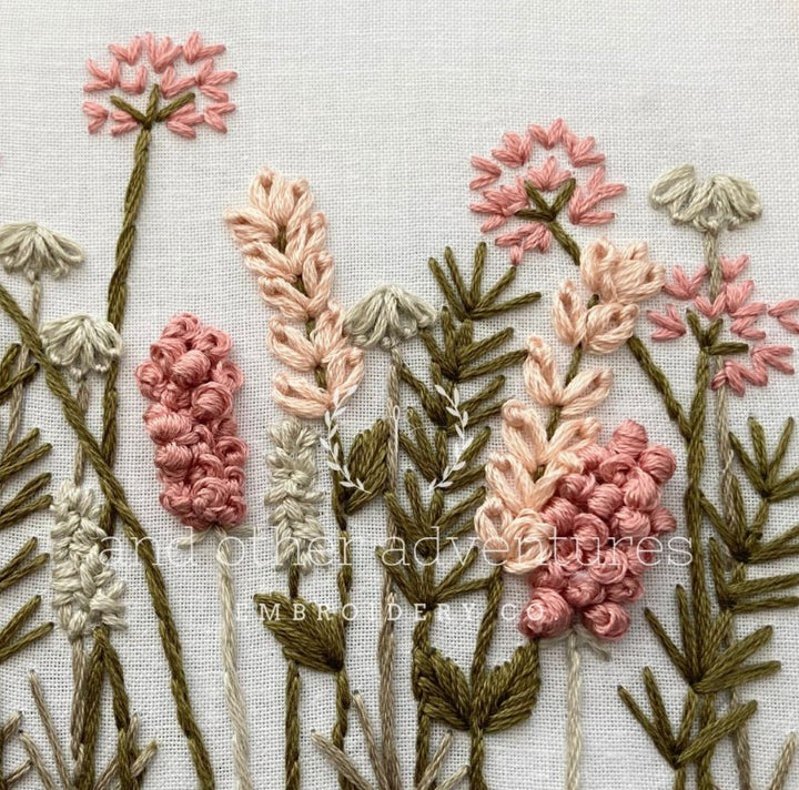 Meadow Hand Embroidery Kit-Blush & Olive
