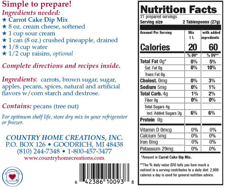 Carrot Cake Dip Mix
