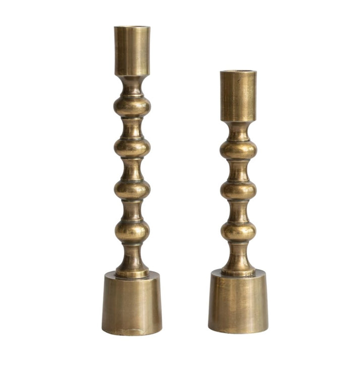 Antique Gold Cast Iron Taper Candle Holders