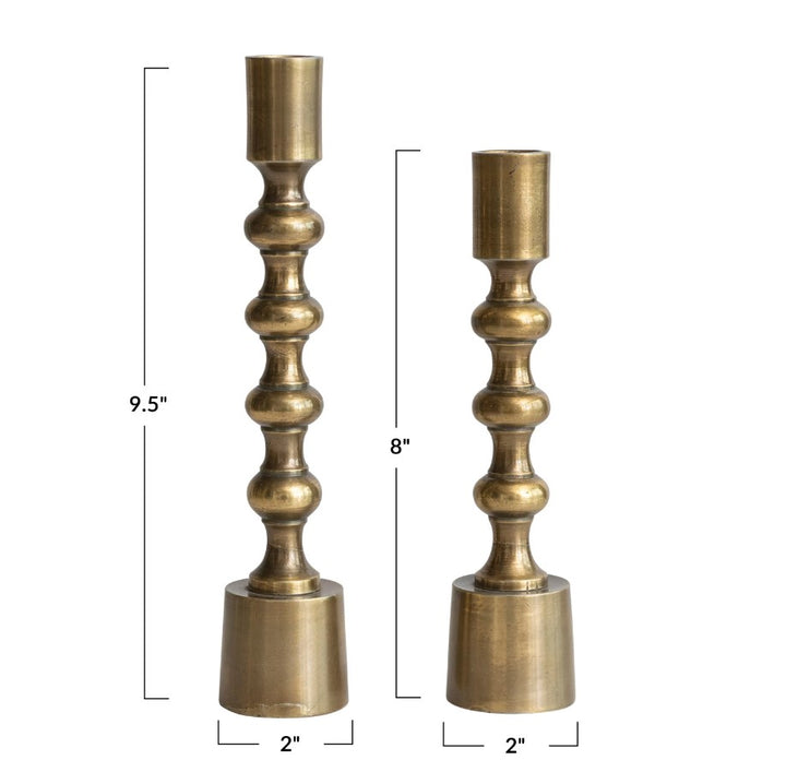 Antique Gold Cast Iron Taper Candle Holders
