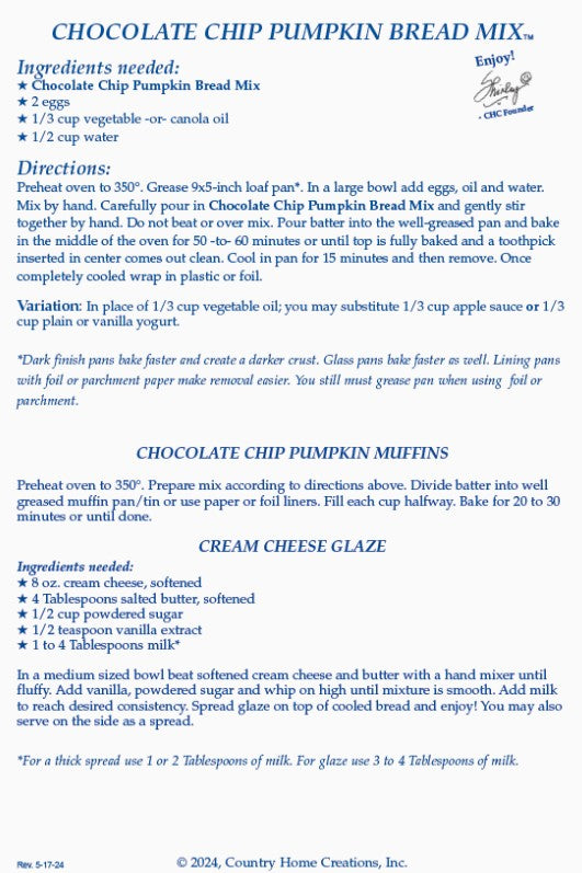 Chocolate Chip Pumpkin Bread Mix