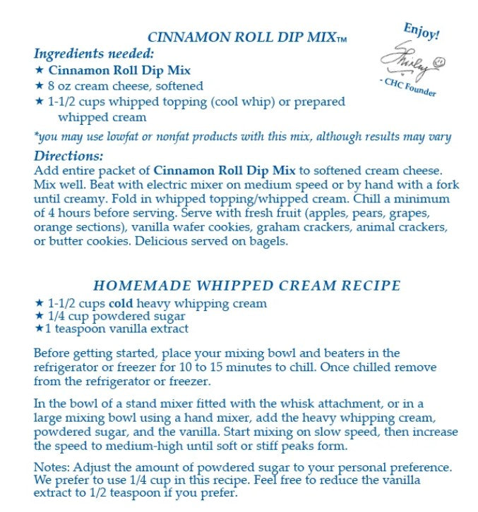 Cinnamon Roll Dip Mix