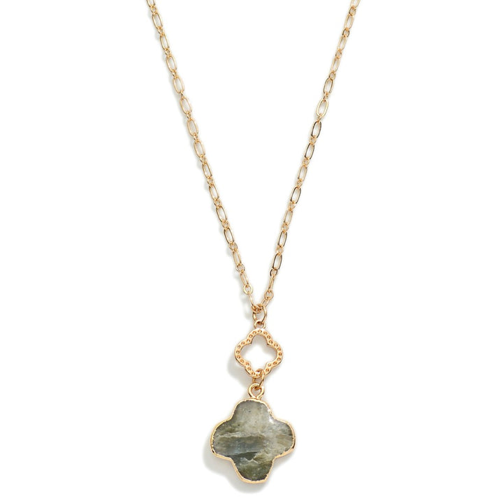 Stone Clover Pendant Necklace