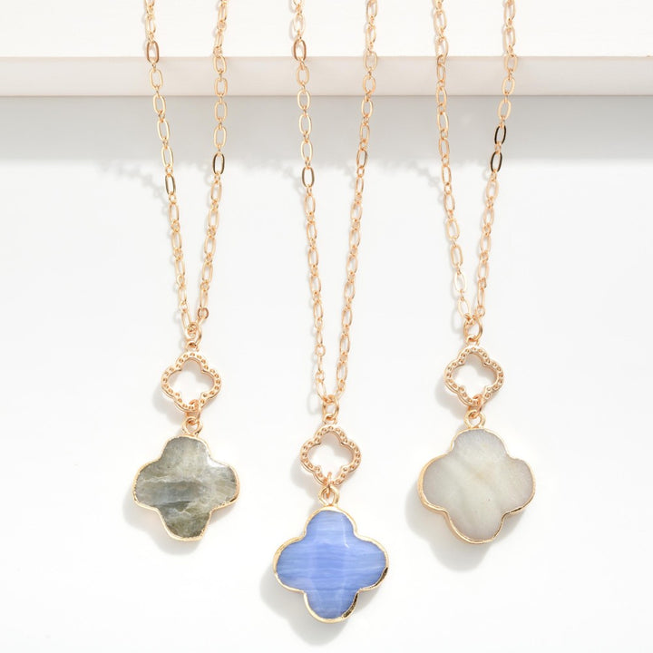 Stone Clover Pendant Necklace