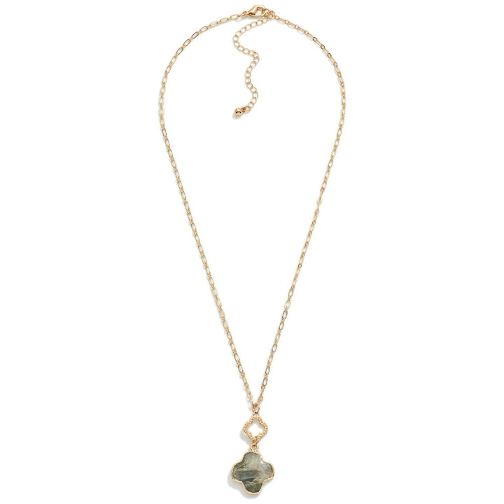 Stone Clover Pendant Necklace