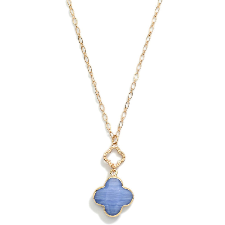 Stone Clover Pendant Necklace