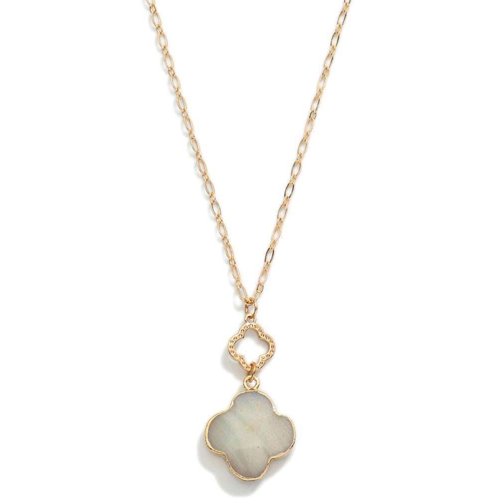 Stone Clover Pendant Necklace