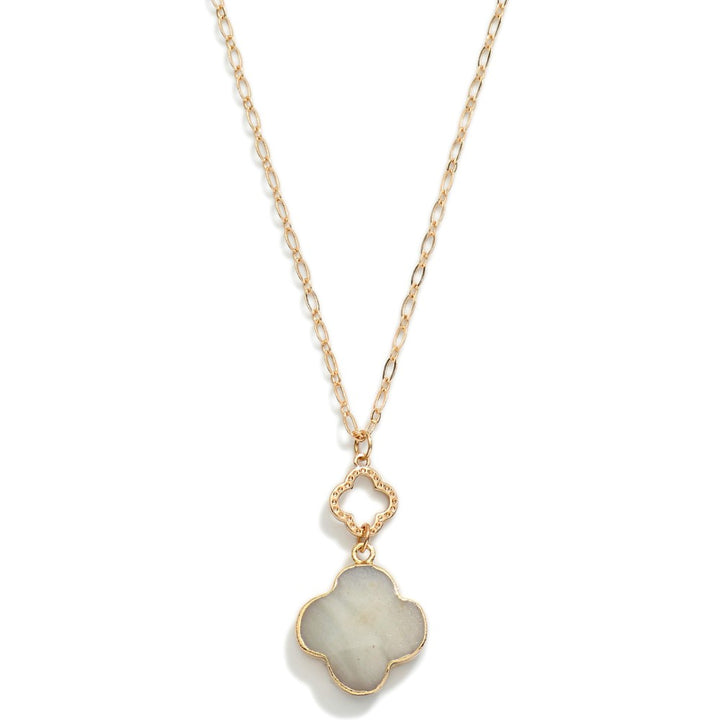 Stone Clover Pendant Necklace
