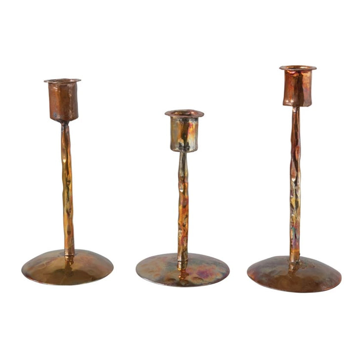 Burnt Copper Metal Taper Candle Holders