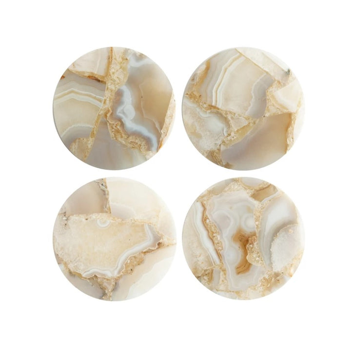 Cream Multi Agate Coaster Set