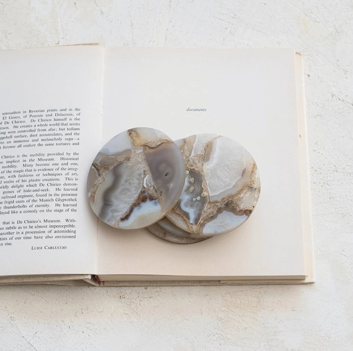 Cream Multi Agate Coaster Set