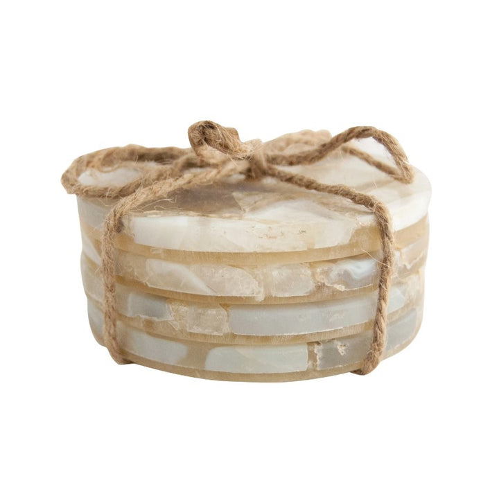 Cream Multi Agate Coaster Set