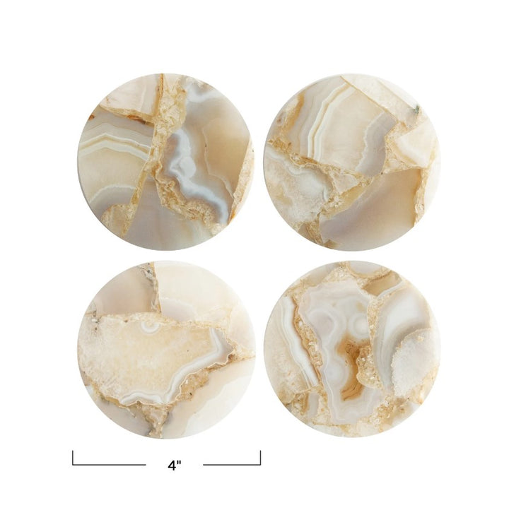 Cream Multi Agate Coaster Set