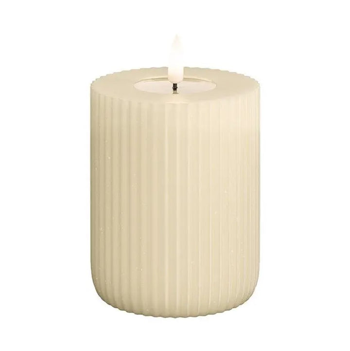 3" Cream Solid Stripe LED Pillar Candles