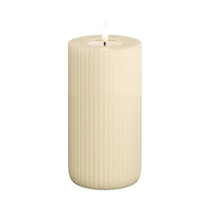 3" Cream Solid Stripe LED Pillar Candles