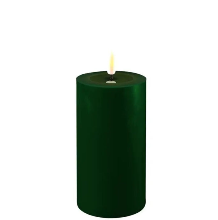 3" Dark Green LED Pillar Candles