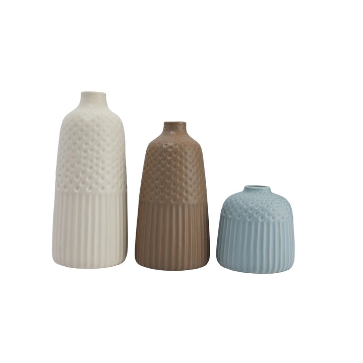 Matte Glaze Debossed Stoneware Vases